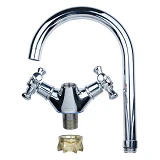 Смеситель для кухни Aquatica PL-4B455C гусак высокий ухо на гайке кранбукса 1/2"                    