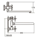 Смеситель для ванны Aquatica 9780200 PM-2C257C гусак прямой 350мм кранбукса 1/2"