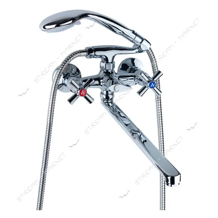 Смеситель для ванны Aquatica 9780200 PM-2C257C гусак прямой 350мм кранбукса 1/2"
