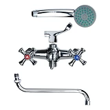 Смеситель для ванны Aquatica PL-5C455C гусак изогнутый дивертор встроенный шар кранбукса 1/2"       
