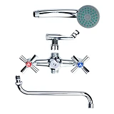 Смеситель для ванны Aquatica PM-2C457C гусак изогнутый дивертор встроенный кранбукса 1/2"