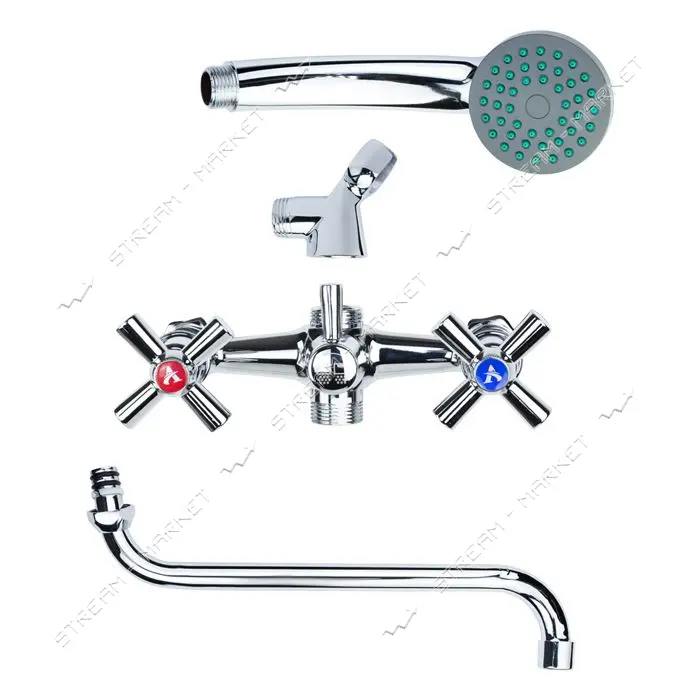 Смеситель для ванны Aquatica PM-5C457C 9780220 гусак изогнутный кранбукса 1/2"