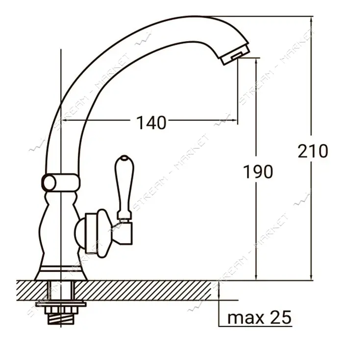 Смеситель монокран Aquatica 9777600 на гайке кранбукса 1/2"