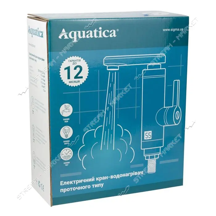Кран-водонагреватель Aquatica 9793103 проточный 3кВт для кухни гусак ухо на гайке W