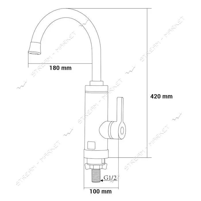 Кран-водонагреватель Aquatica HZ-6B143C 9791110 проточный 3кВт для кухни гусак ухо на гайке C       
