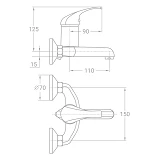 Смеситель для ванны Aquatica Tau 9846200 TN-1C142C литой картридж 35мм