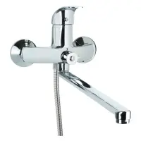 Смеситель для ванны Aquatica Tau SD-2C243C прямой 350мм дивертор встроенный картридж 40мм           