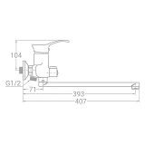 Смеситель для ванны Aquatica Tau SM-2C244C  прямой 350мм                                            