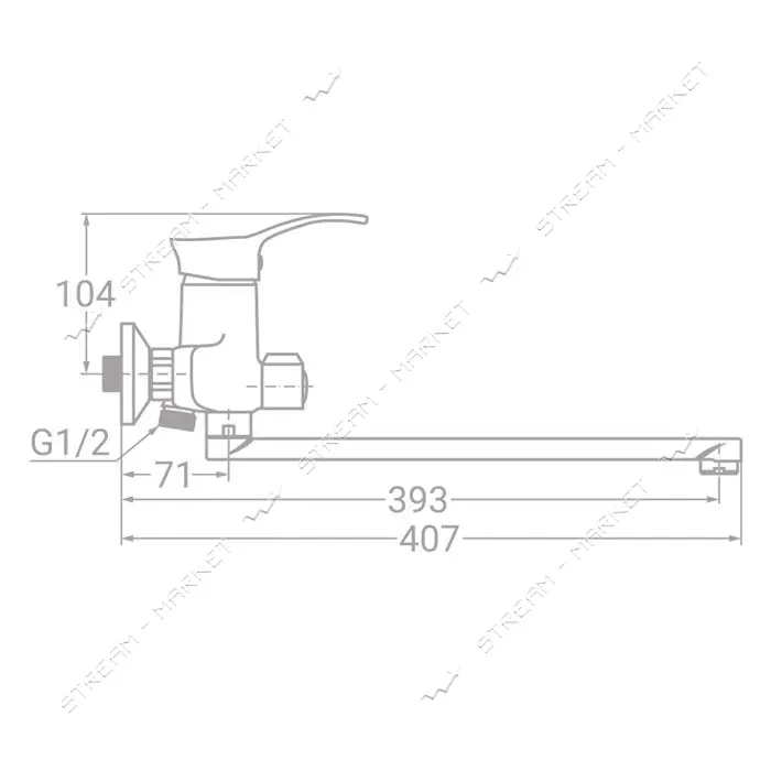 Смеситель для ванны Aquatica Tau SM-2C244C  прямой 350мм                                            