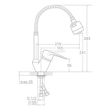 Смеситель для кухни Aquatica Tau 9843150 SM-4B644C гусак гофрированный на гайке картридж 40мм