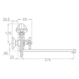 Смеситель для ванны Aquatica Tau 9870220 VD-2C261C гусак прямой 400мм кран-букса 1/2"