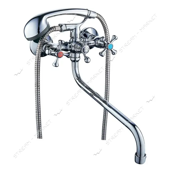 Смеситель для ванны Aquatica Tau 9885220 VN-5C460C гусак изогнутый кран-букса 1/2"                  