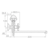 Смеситель для ванны Aquatica Tau 9870210 VD-5C261C гусак прямой 350мм кран-букса 1/2"