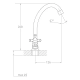 Смеситель для кухни Aquatica Tau 9885100 VN-1B160C эконом на гайке 2шт кран-букса 1/2"              