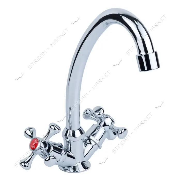 Смеситель для кухни Aquatica Tau 9885100 VN-1B160C эконом на гайке 2шт кран-букса 1/2"              