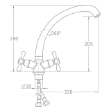 Смеситель для кухни Aquatica Tau 9885130 VN-4B460C гусак ухо на гайке кран-букса 1/2"