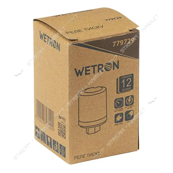 Реле давления Wetron 779729 1.5кВт 1.4-2.2 бар цилиндр гайка