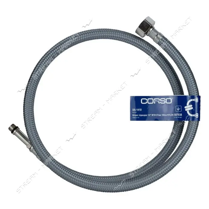 Шланг для подвода воды к смесителю Aquatica Corso 9690163 XA-140330см NYLON 1/2"хМ10х37мм           