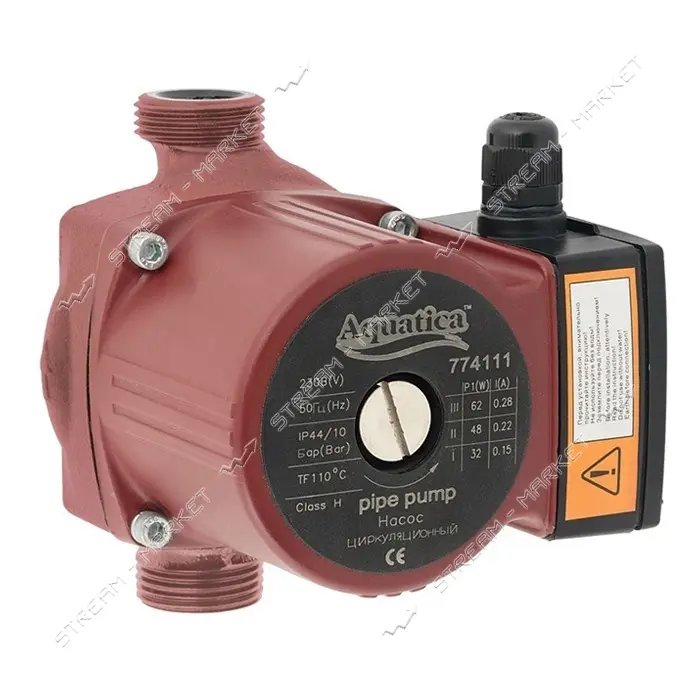 Насос циркуляционный Aquatica 774133 100Вт Hmax 6м Qmax 75л/мин d1 1/2" 130мм гайки d1"             