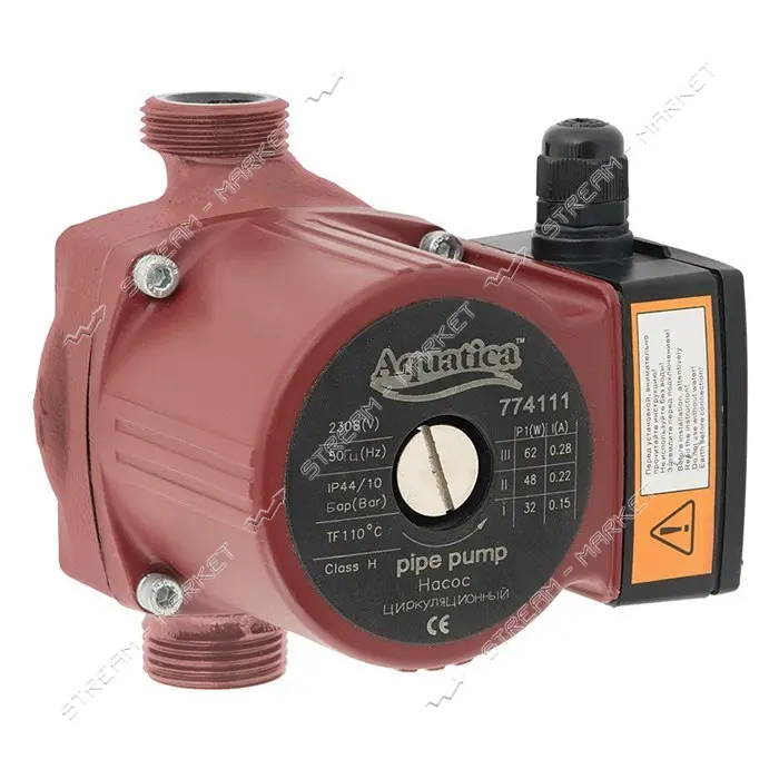 Насос циркуляционный Aquatica 774139 130Вт Hmax 7м Qmax 87л/мин d1 1/2" 130мм плюс гайки d1"