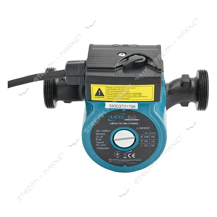 Насос циркуляционный Aquatica Leo 3.0 774442 150Вт Hmax 7м Qmax 67л/мин d1 1/2" 180мм гайки d1"
