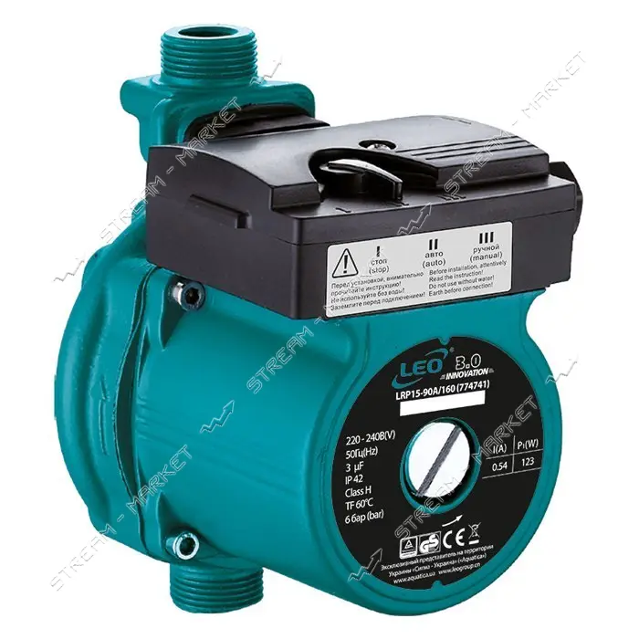 Насос для повыш. давления Aquatica Leo 3.0 774741 123Вт Hmax 9м Qmax 25л/мин d3/4" 160мм гайки d1/2"