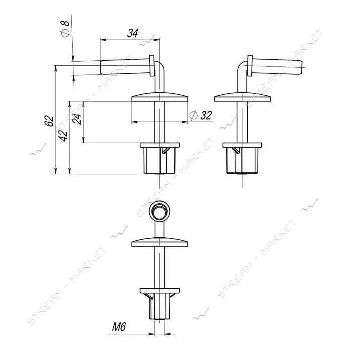 Крепление крышки унитаза SoloPlast СУ-8М.10.ЗП металл                                               