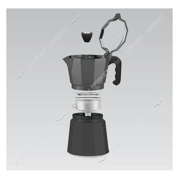 Гейзерная кофеварка Maestro MR-1666-6-BLACK Espresso Moka 300мл                                     