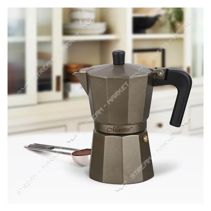 Гейзерная кофеварка Maestro MR-1666-6-BROWN Espresso Moka 300мл