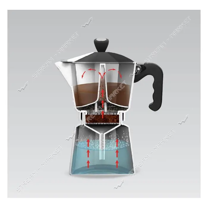 Гейзерная кофеварка Maestro MR-1666-9-BLACK Espresso Moka 450мл                                     
