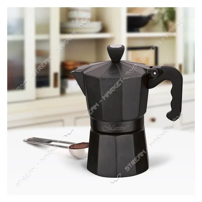 Гейзерная кофеварка Maestro MR-1666-9-BLACK Espresso Moka 450мл                                     