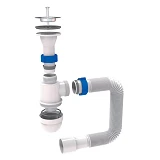 Сифон для раковины Aquatica TAU с нержавеющим выпуском 1 1/2" с гибкой трубой 40/50