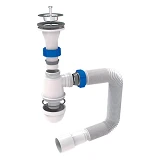 Сифон для раковины Aquatica TAU с нержавеющим выпуском 1 1/4" с гибкой трубой 32/50                 