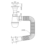 Сифон для раковины Aquatica TAU с нержавеющим выпуском 1 1/4" с гибкой трубой 32/50                 