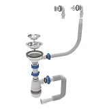 Сифон для мойки Aquatica TAU круглый перелив нерж выпуск 3 1/2" с гибкой трубой 40/50