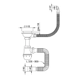 Сифон для мойки Aquatica TAU круглый перелив нерж выпуск 3 1/2" с гибкой трубой 40/50