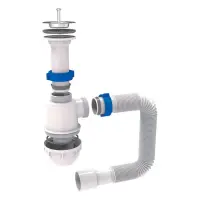 Сифон для мойки Aquatica TAU с нержавеющим выпуском 1 1/2" с гибкой трубой 40/50