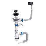 Сифон для мойки плюс стиралка Aquatica TAU квадратный перелив пластик выпуск 3 1/2"х40/50 черный
