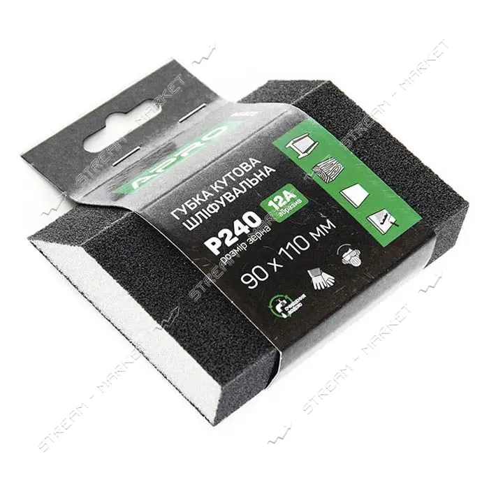 Губка шлифовальная четырехсторонняя угловая Apro 828114 P240