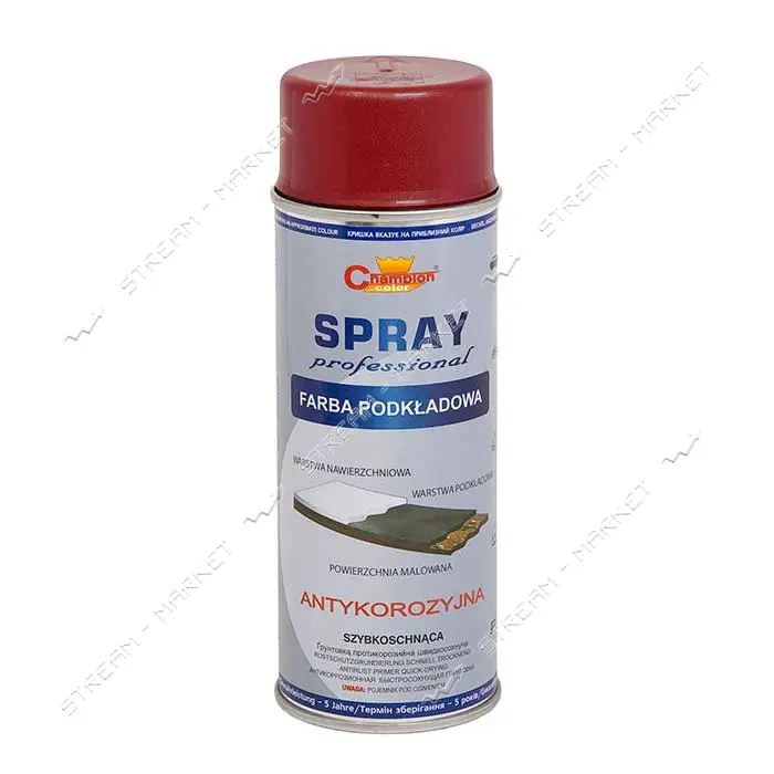 Краска аэрозольная Champion RAL 3009 400мл грунт красный                                            