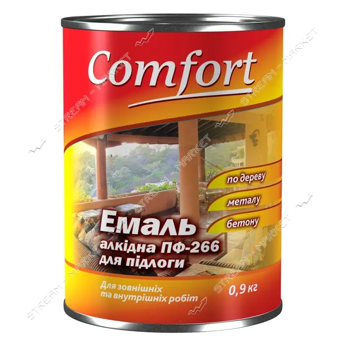 Краска алкидная Комфорт ПФ-266 0.9л желто-коричневая Днепродзержинск                                