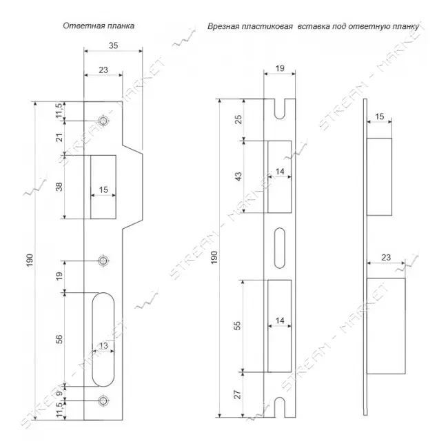 Корпус врезного замка Apecs 1700-GM                                                                 