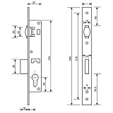 Корпус врезного замка Apecs 39-R-Ni (155-25мм)