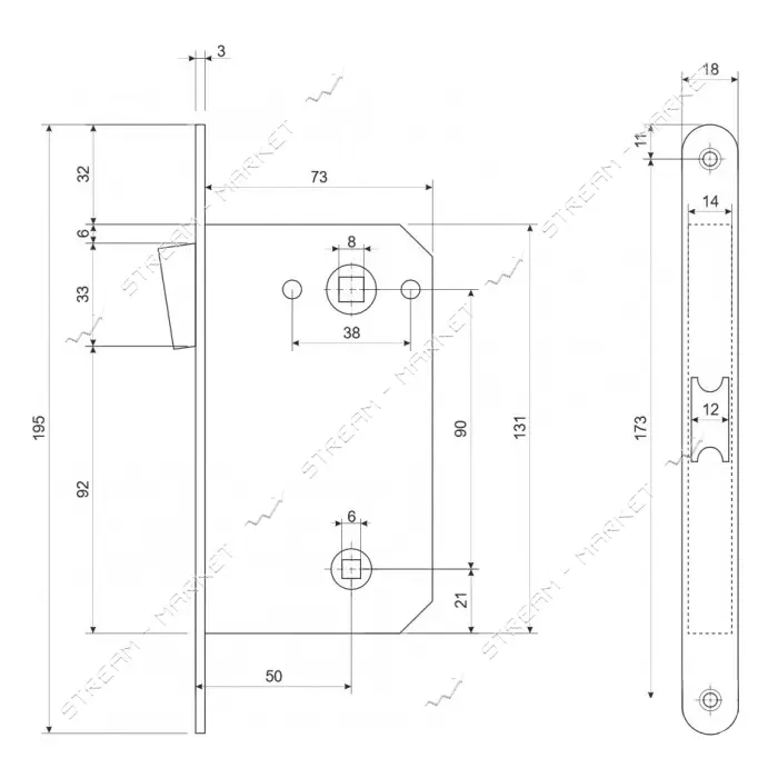 Защелка Apecs 5300 UA-WC-AB бронза
