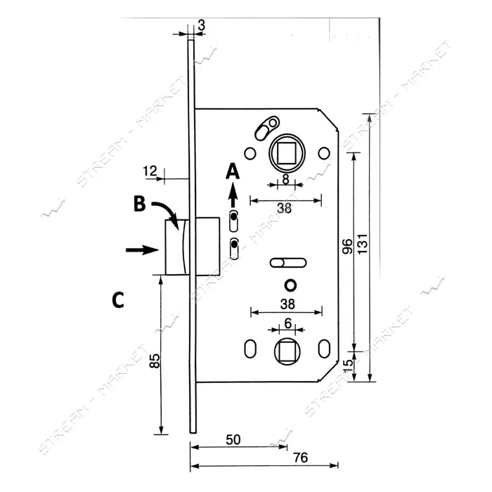 Защелка Apecs ML 5300 P-WC-АВ пластиковый язычок бронза