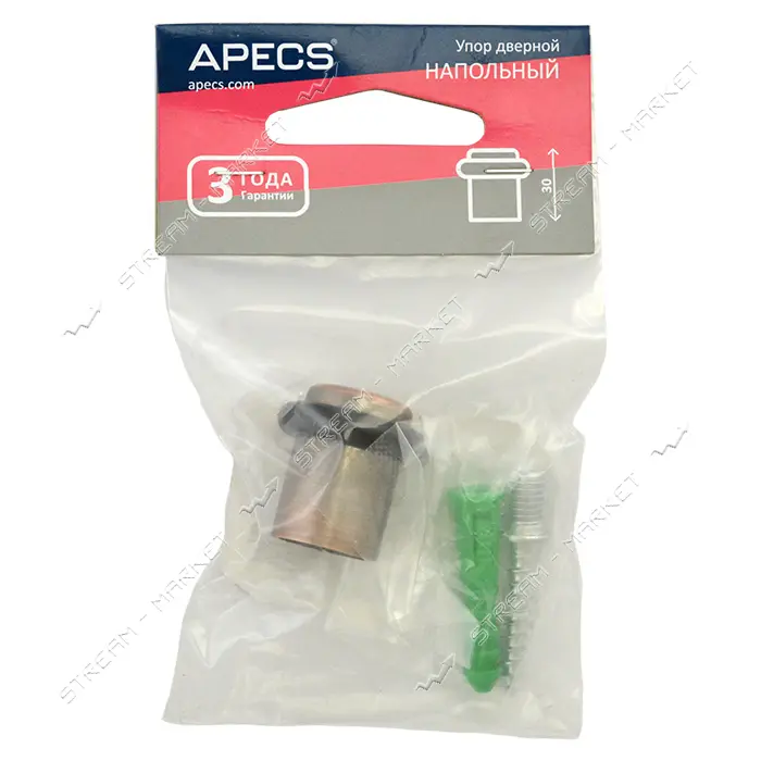 Упор дверной Apecs DS-0013- АС напольный высота 3см медь                                            