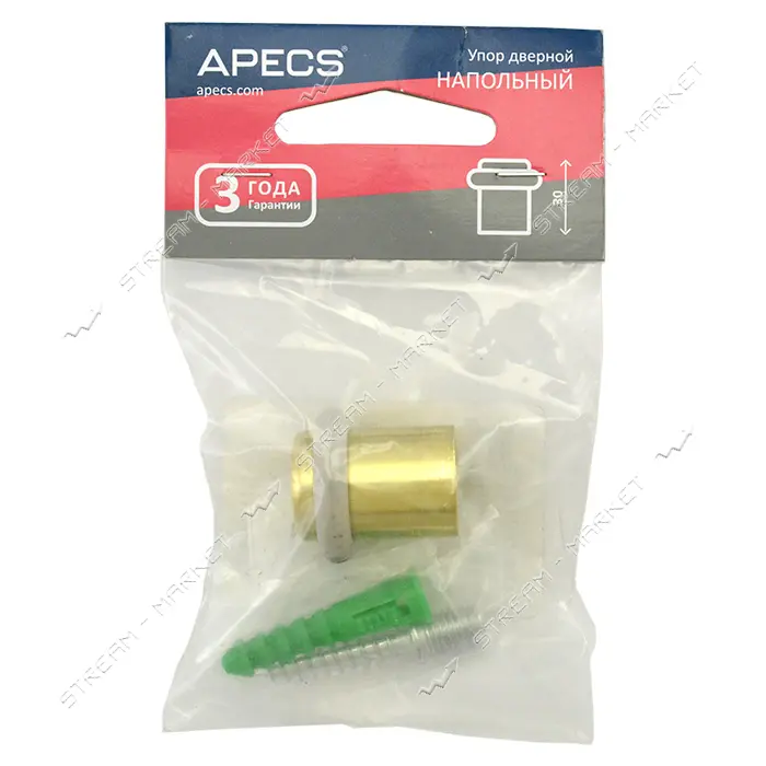 Упор дверной Apecs DS-0013- GM напольный высота 3см матовое золото