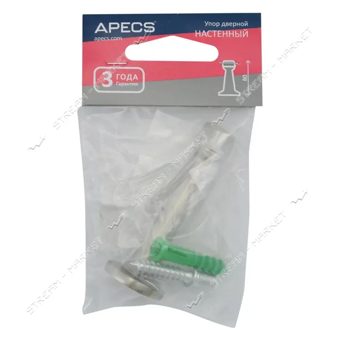 Упор дверной Apecs DS-0015- S настенный высота 7.5см сатин