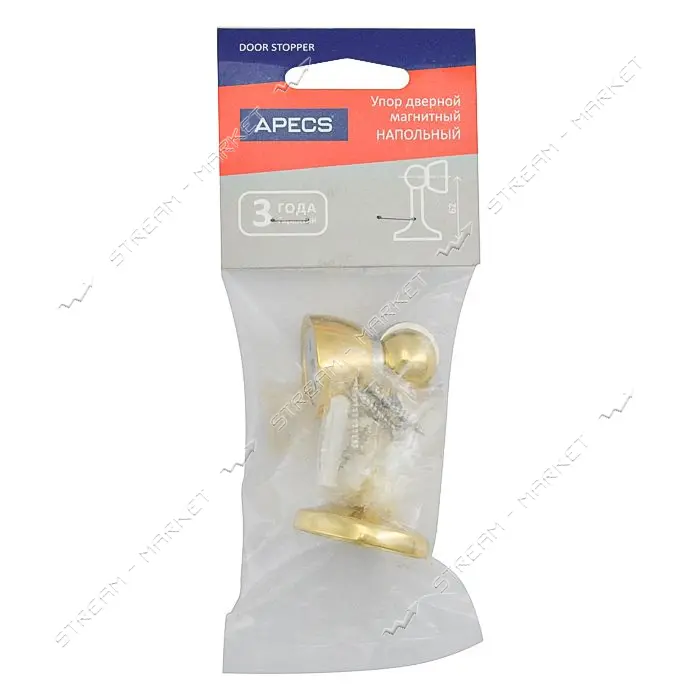 Упор дверной магнитный Apecs DS-2761-М-G высота 8.5см золото