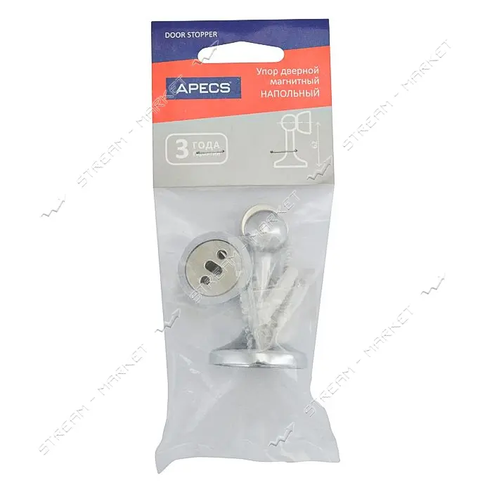 Упор дверной магнитный Apecs DS-2761-М-CR высота 8.5см хром                                         